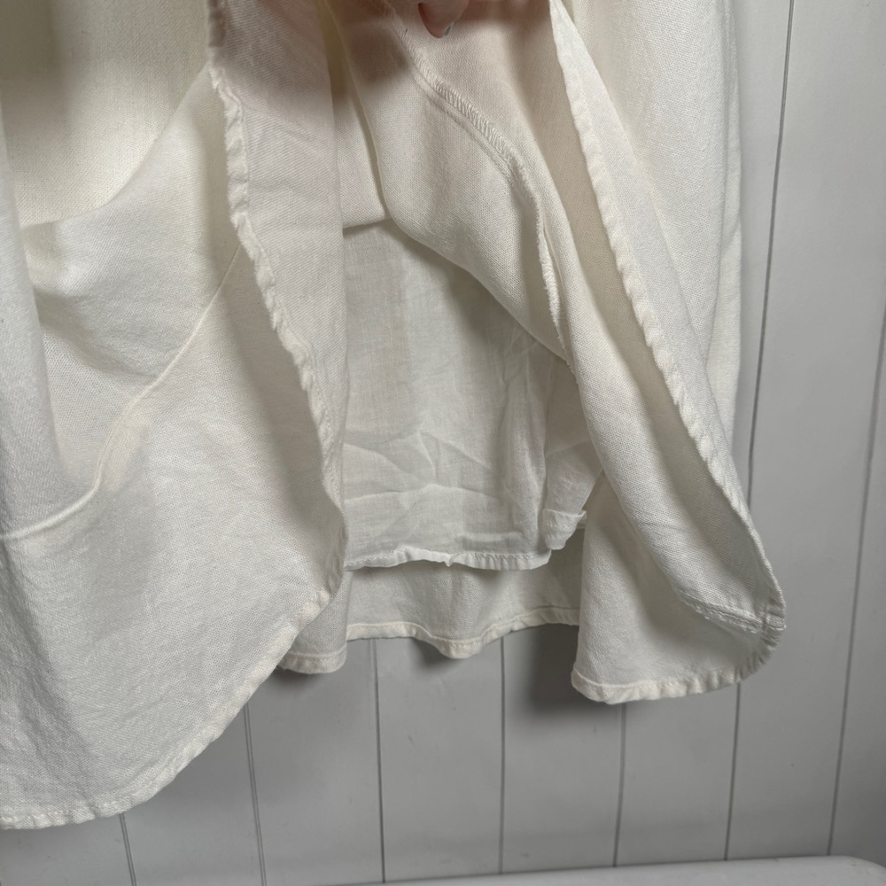 GB Linen Blend White Ruffle Mini Tank Dress Spring Summer Minimalist Chic XXL - Picture 4 of 12